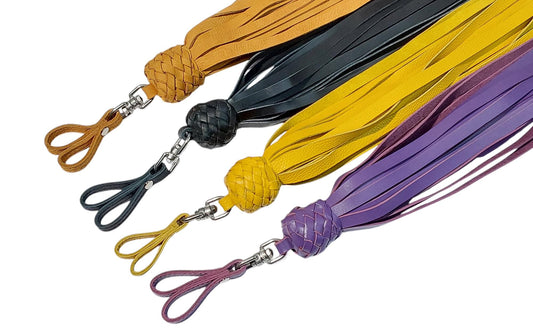 Twin Pack (2) Handmade Leather Finger Floggers Seductive Sensation Play - 45cm