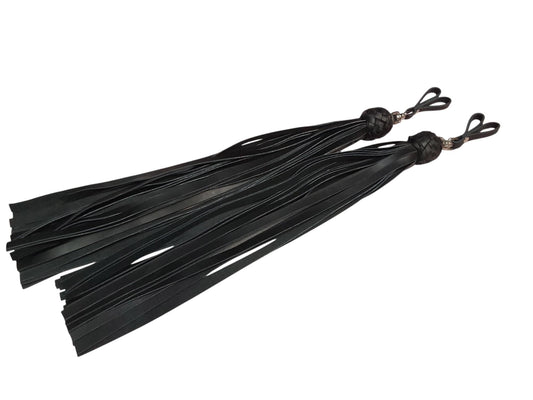 Twin Pack (2) Handmade Leather Finger Floggers Seductive Sensation Play - 45cm