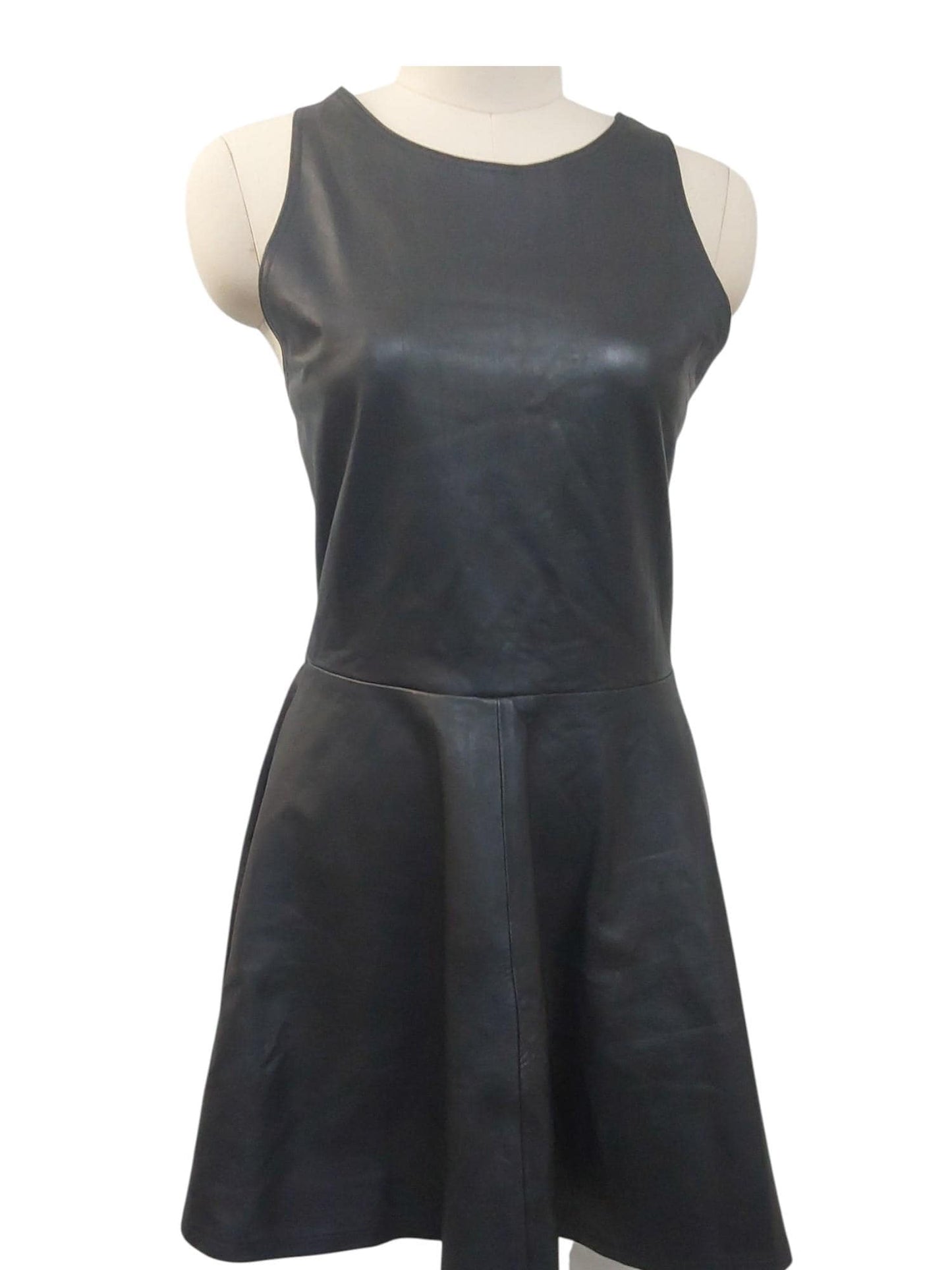 Handmade Black Lamb Leather Reversible Dress – Underbust Corset Pinafore, Round/Square Neck