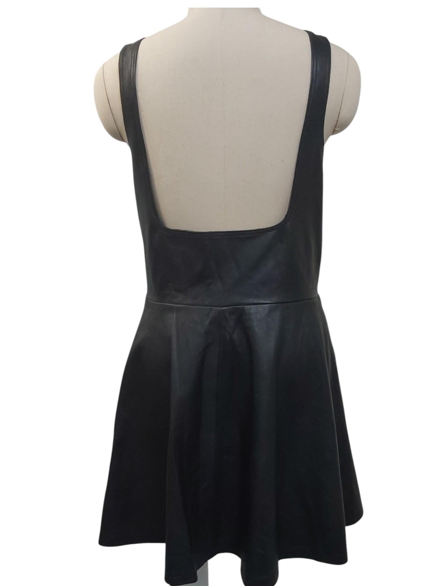 Handmade Black Lamb Leather Reversible Dress – Underbust Corset Pinafore, Round/Square Neck