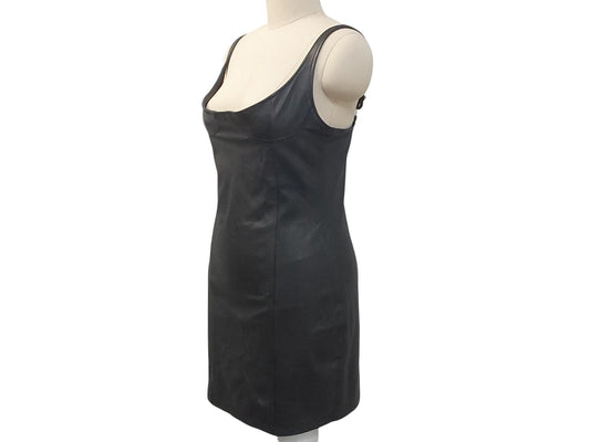 Handmade Black Lamb Leather Bustier Dress – Slim Fit, Adjustable Straps, Hidden Zipper